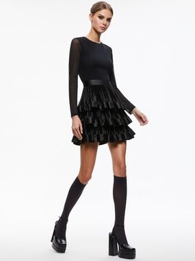 Alice & Olivia CHARA TIERED RUFFLE MINI DRESS